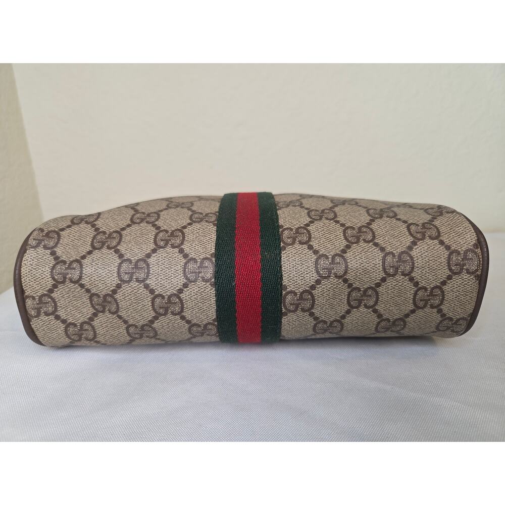Gucci GG Supreme Web Stripe Clutch Cosmetic Bag Pouch Brown Monogram Web Vintage - Picture 4 of 15